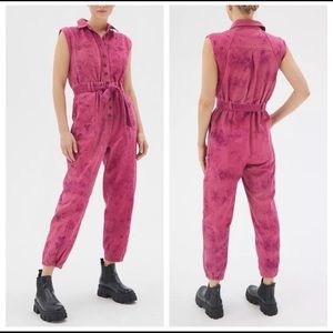 NWT Urban Outfitters Pink Acid Wash Cargo Utility Jumpsuit